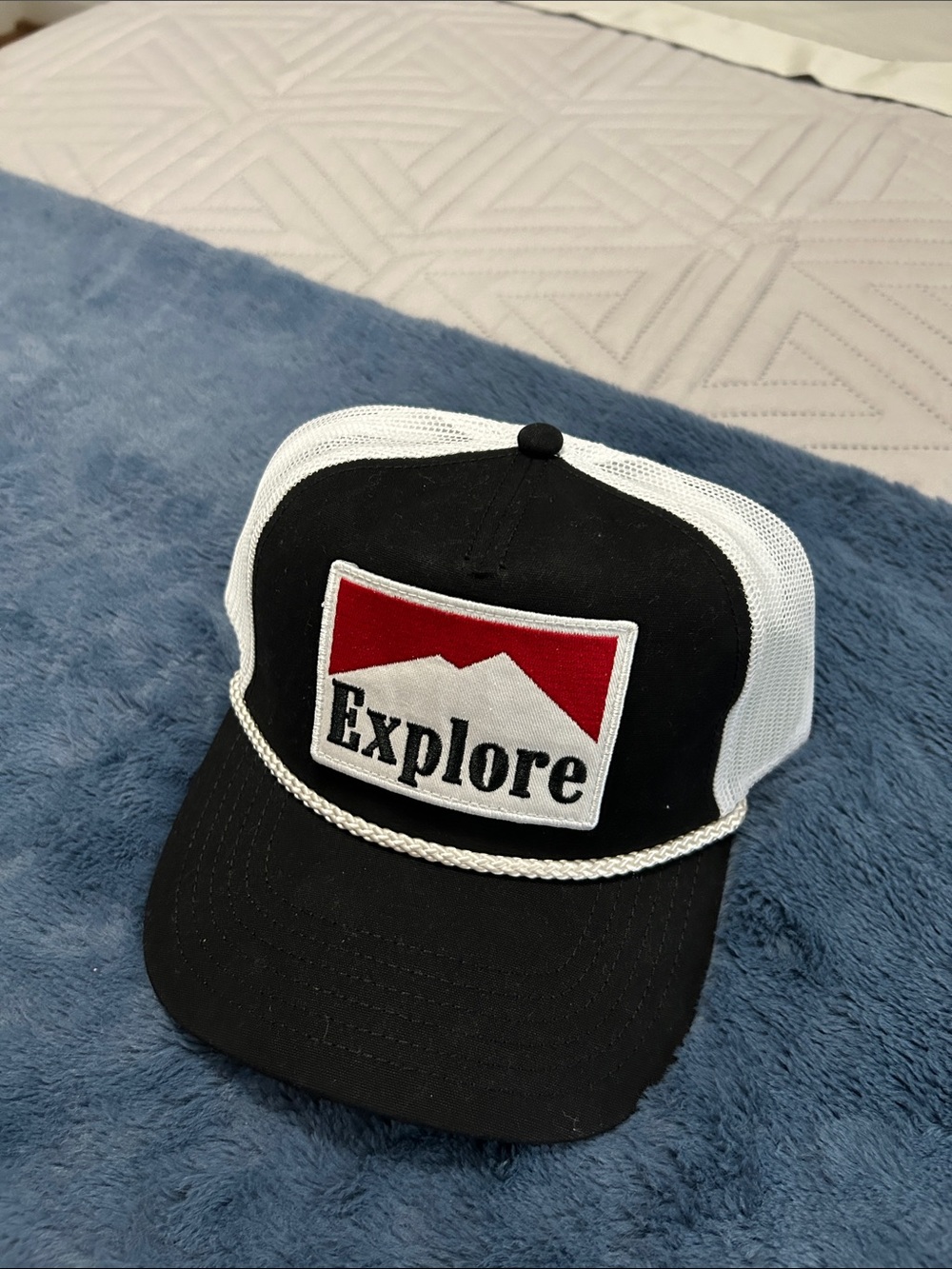 Explore Patch Trucker Hat - Black, White & Red - Picture 5 of 6